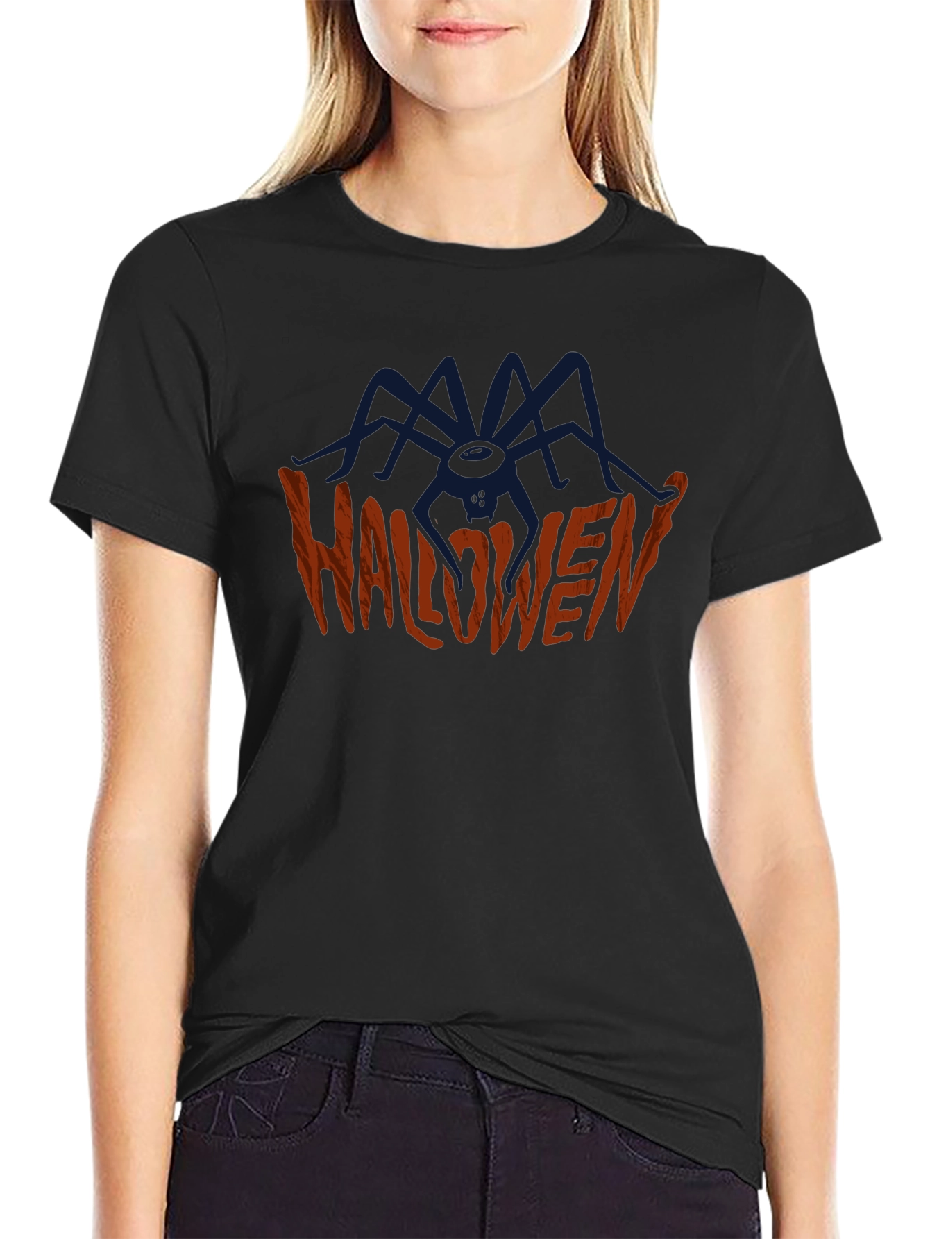 Halloween Spider Graphic Tee - Spooky Season Shirt