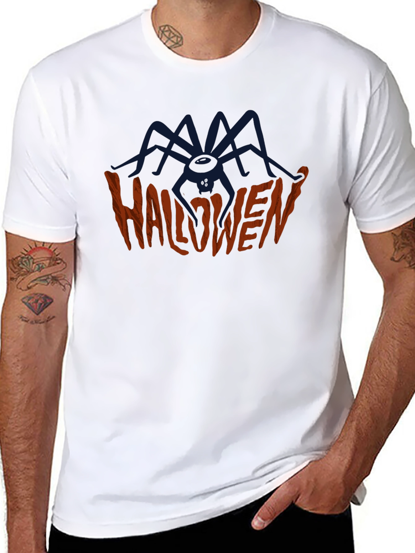 Halloween Spider Graphic Tee - Spooky Season Shirt