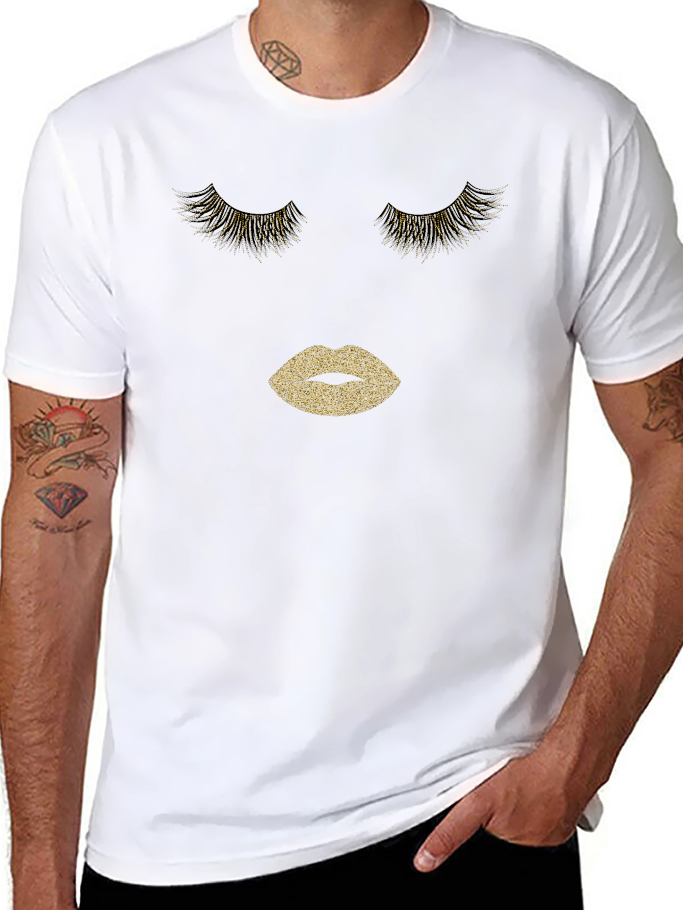 Glamorous Lashes & Lips Graphic Tee - Black