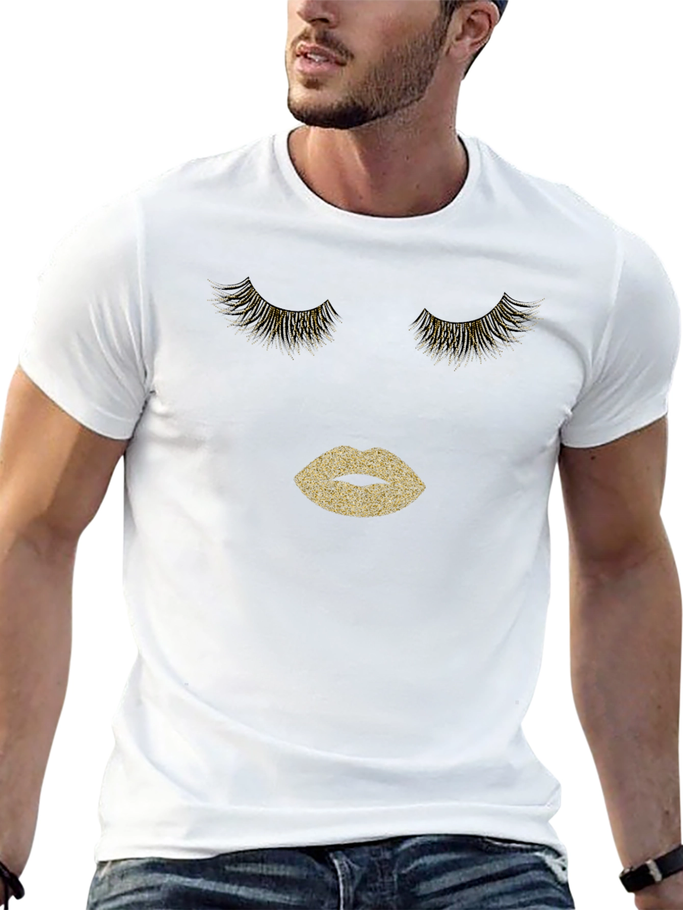 Glamorous Lashes & Lips Graphic Tee - Black