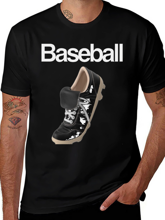 Baseball Shoe Graphic Tee - Black Cotton T-Shirt