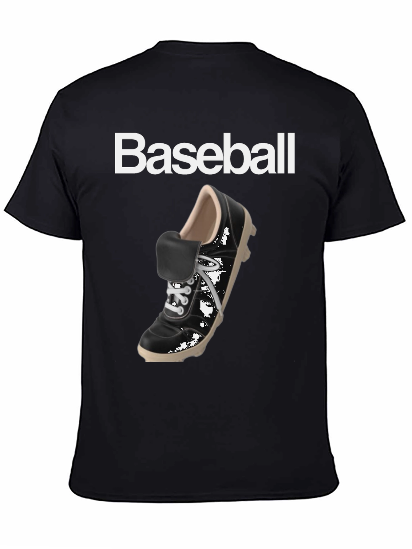 Baseball Shoe Graphic Tee - Black Cotton T-Shirt