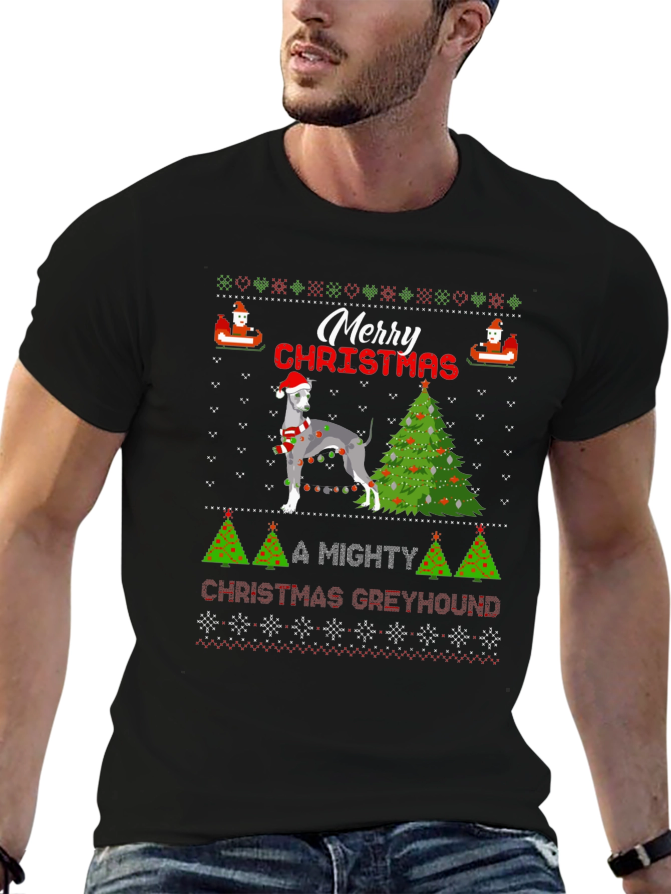 Greyhound Ugly Christmas Sweater T-Shirt