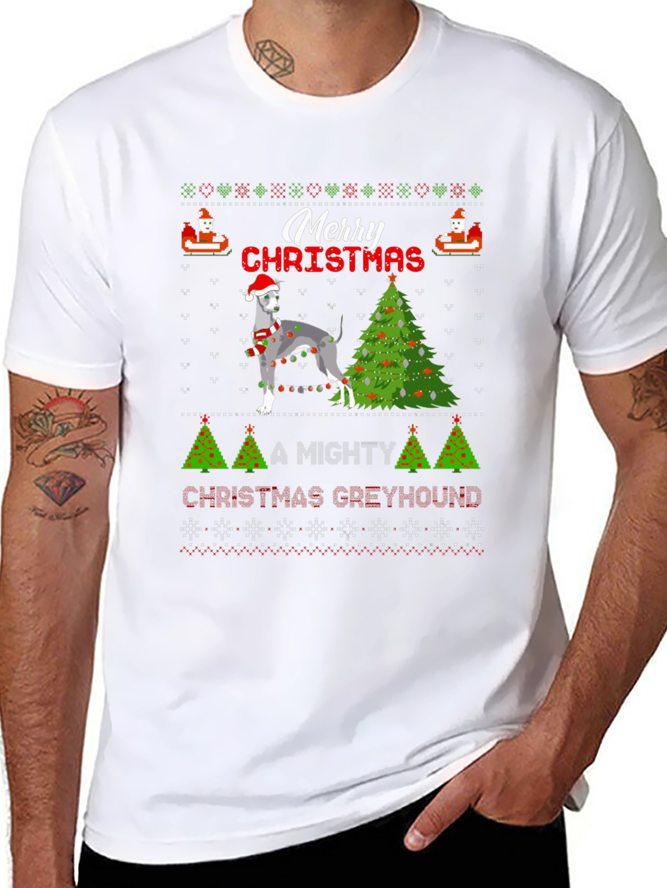 Greyhound Ugly Christmas Sweater T-Shirt