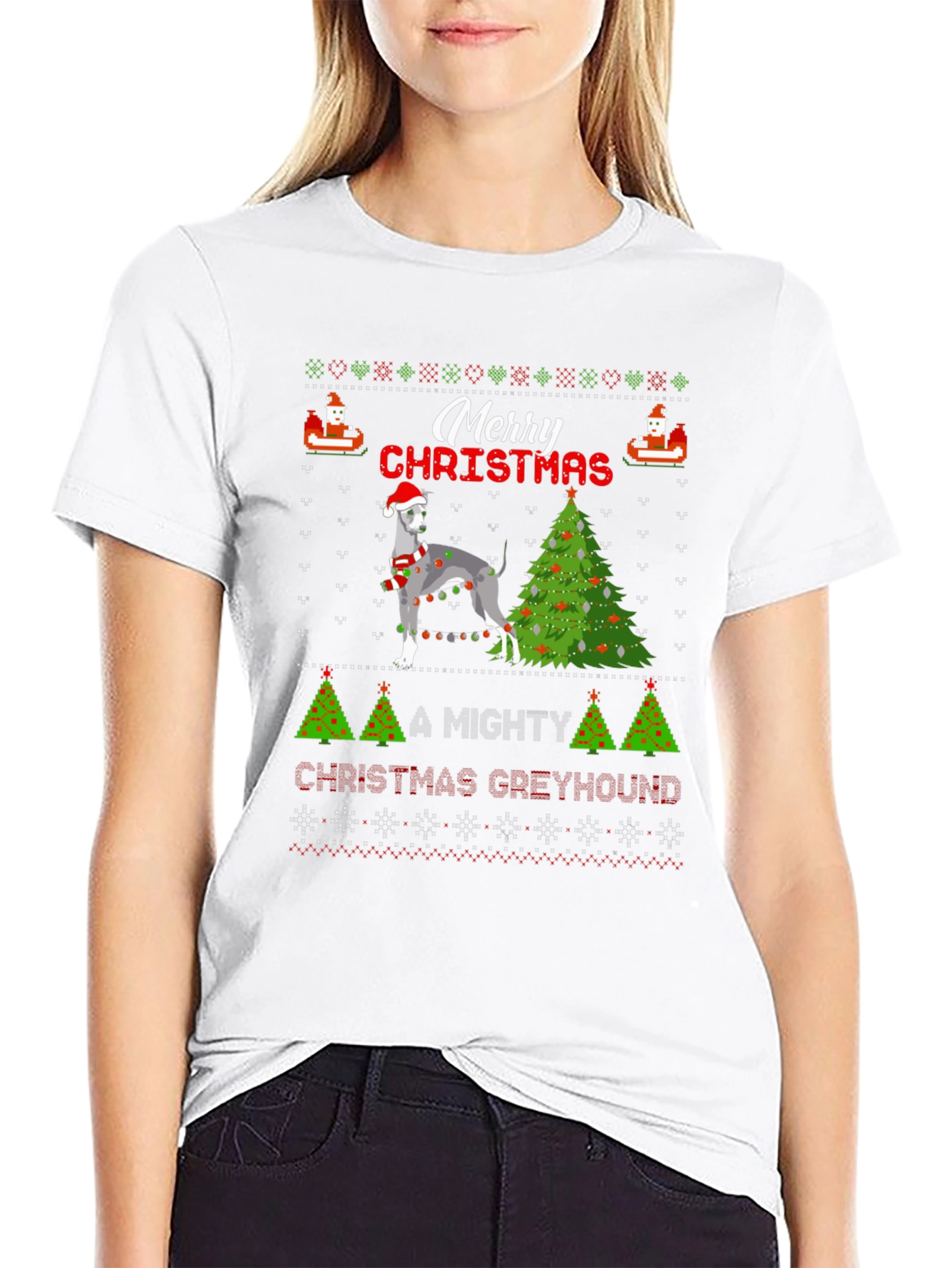 Greyhound Ugly Christmas Sweater T-Shirt