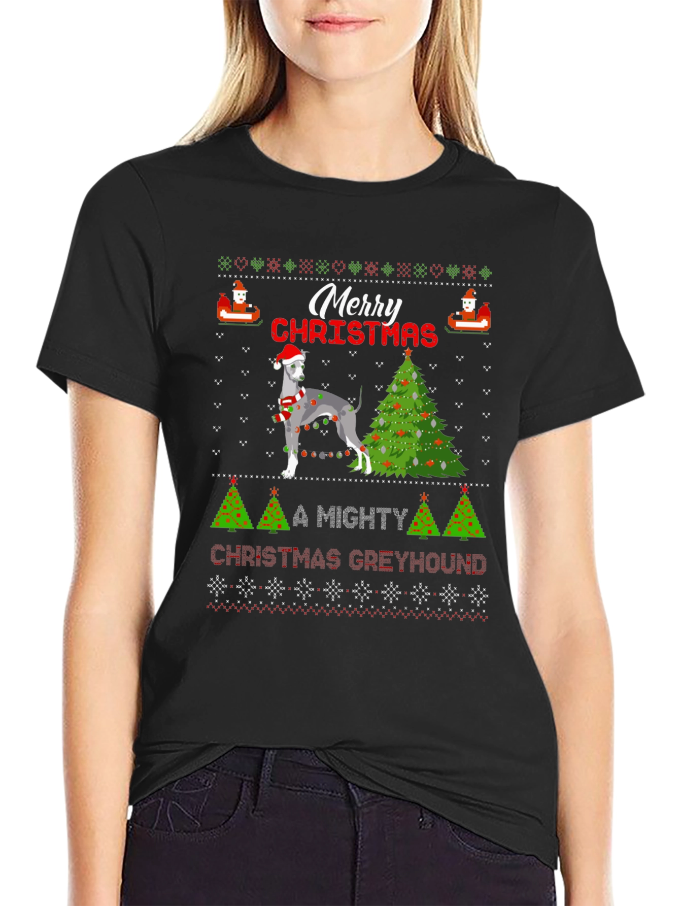 Greyhound Ugly Christmas Sweater T-Shirt