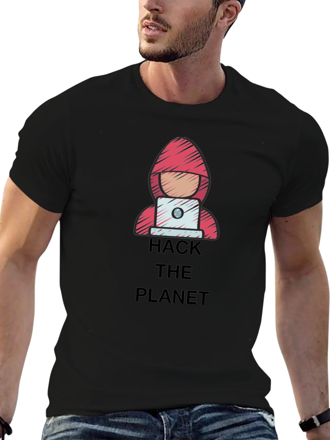Hack the Planet Graphic Tee - Black T-Shirt