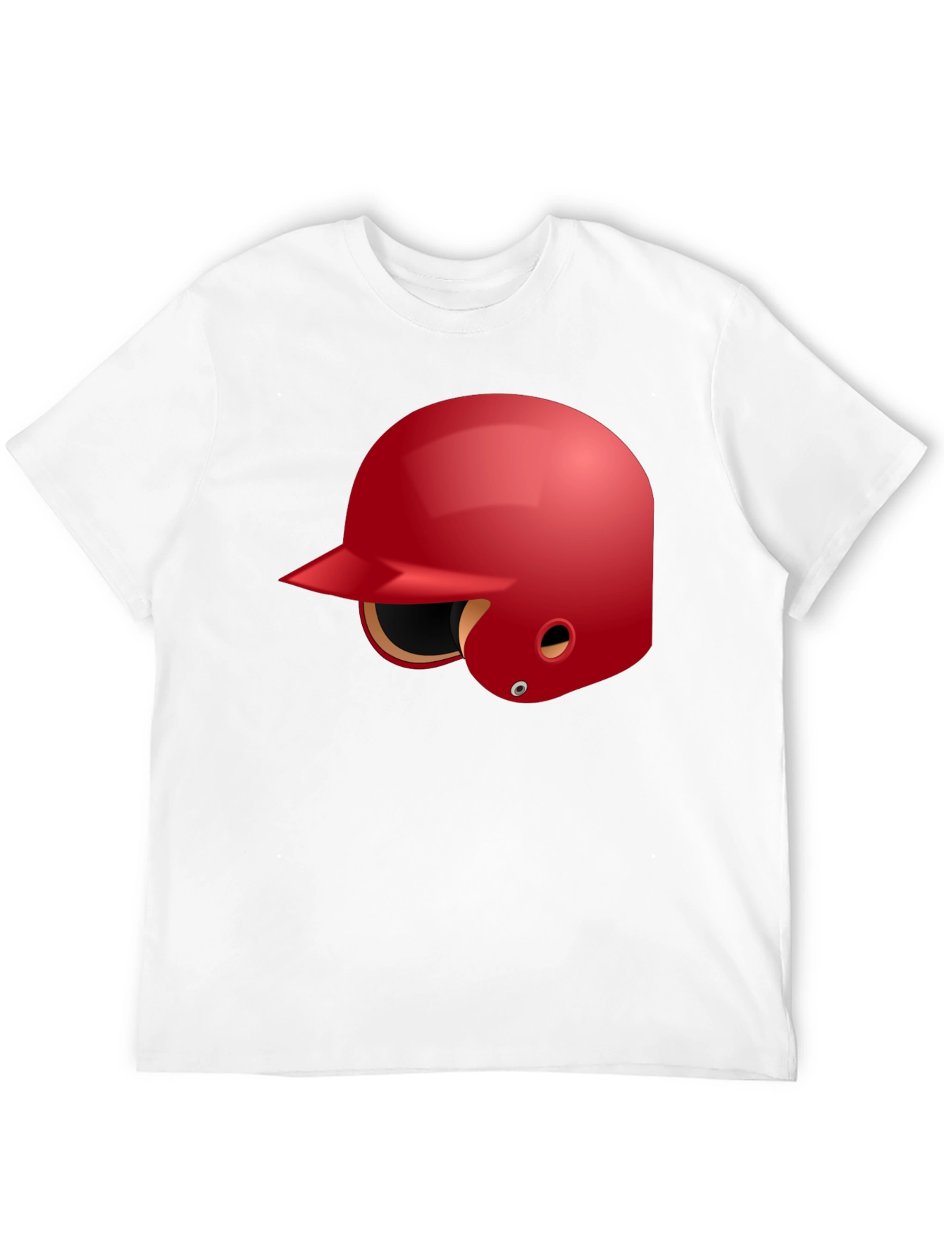 Baseball Helmet Graphic Tee - Black Cotton T-Shirt