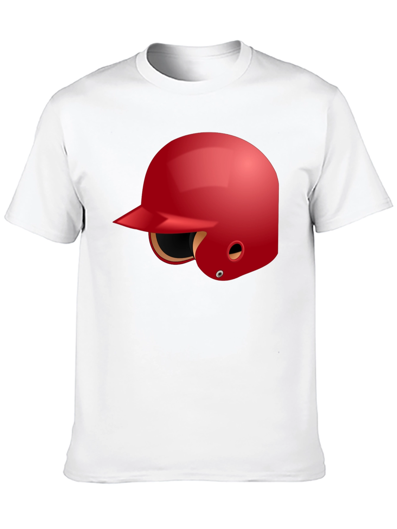 Baseball Helmet Graphic Tee - Black Cotton T-Shirt