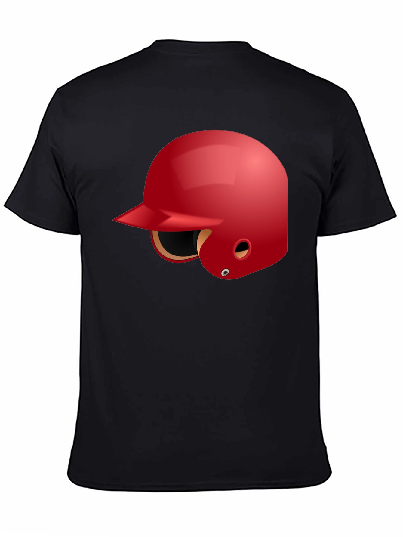 Baseball Helmet Graphic Tee - Black Cotton T-Shirt