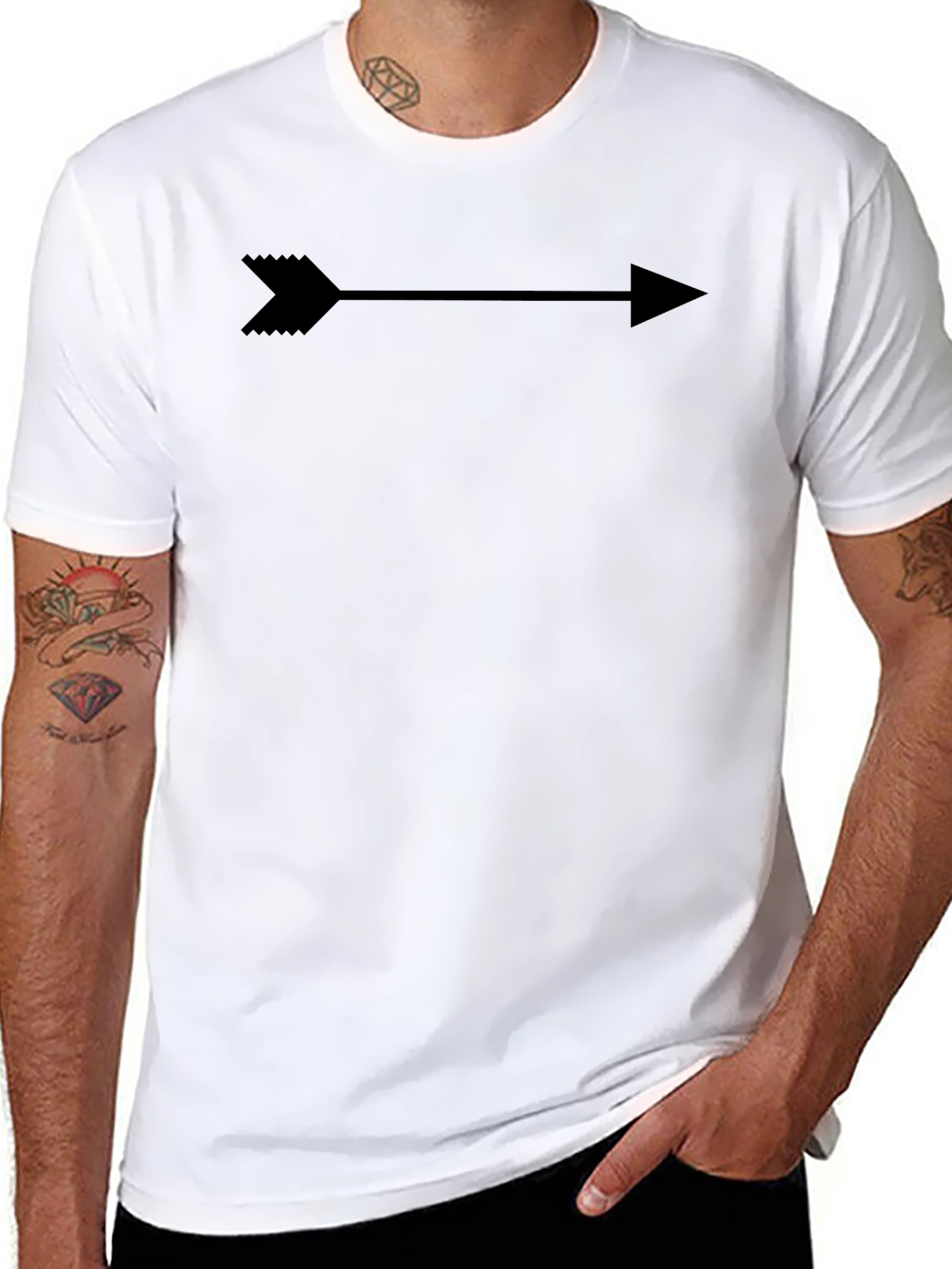 Arrow Graphic Print T-Shirt - Black