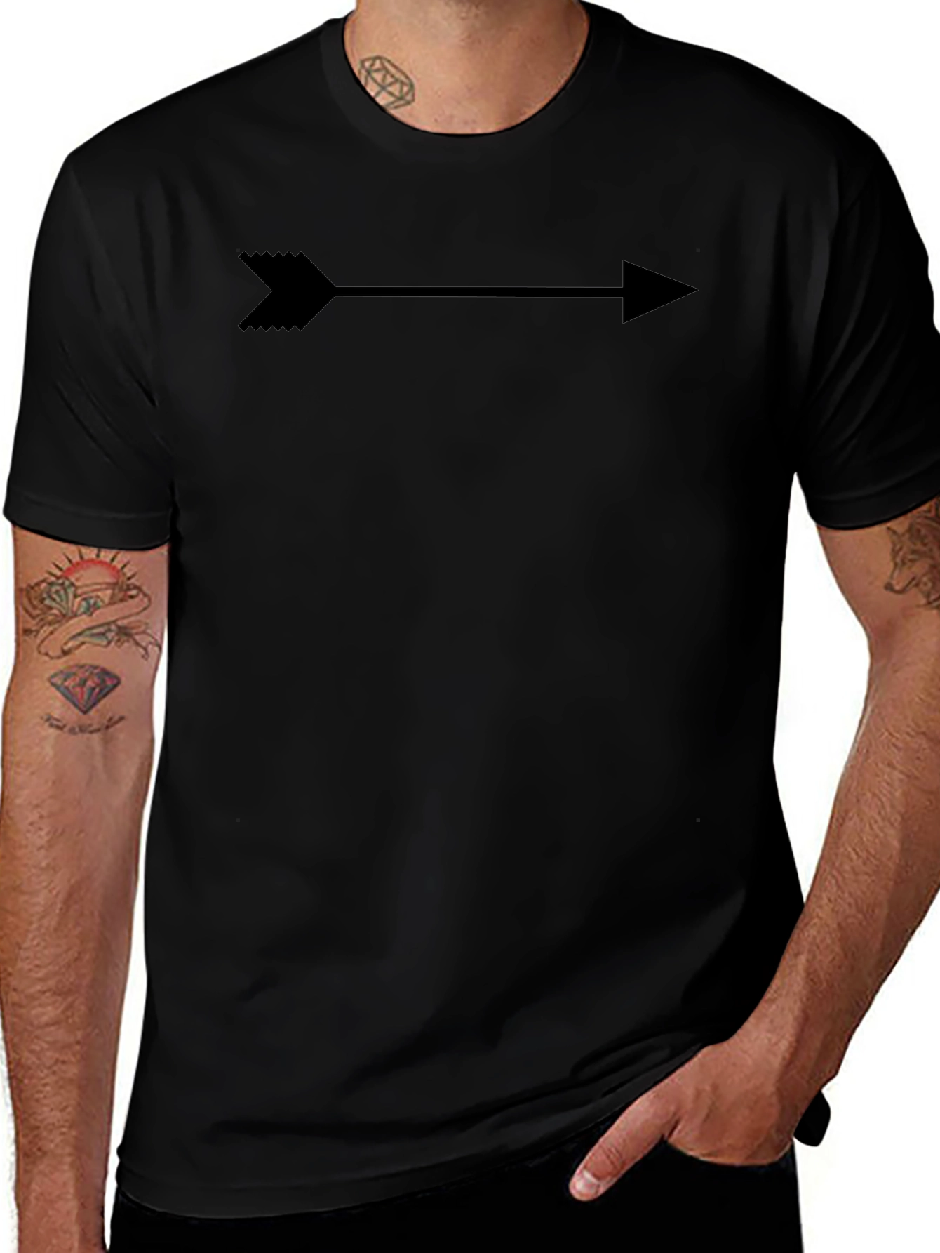 Arrow Graphic Print T-Shirt - Black