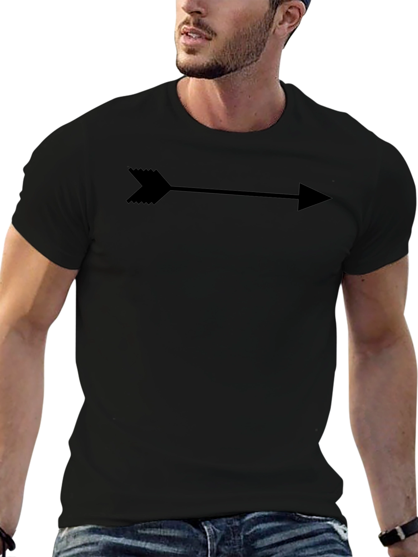 Arrow Graphic Print T-Shirt - Black