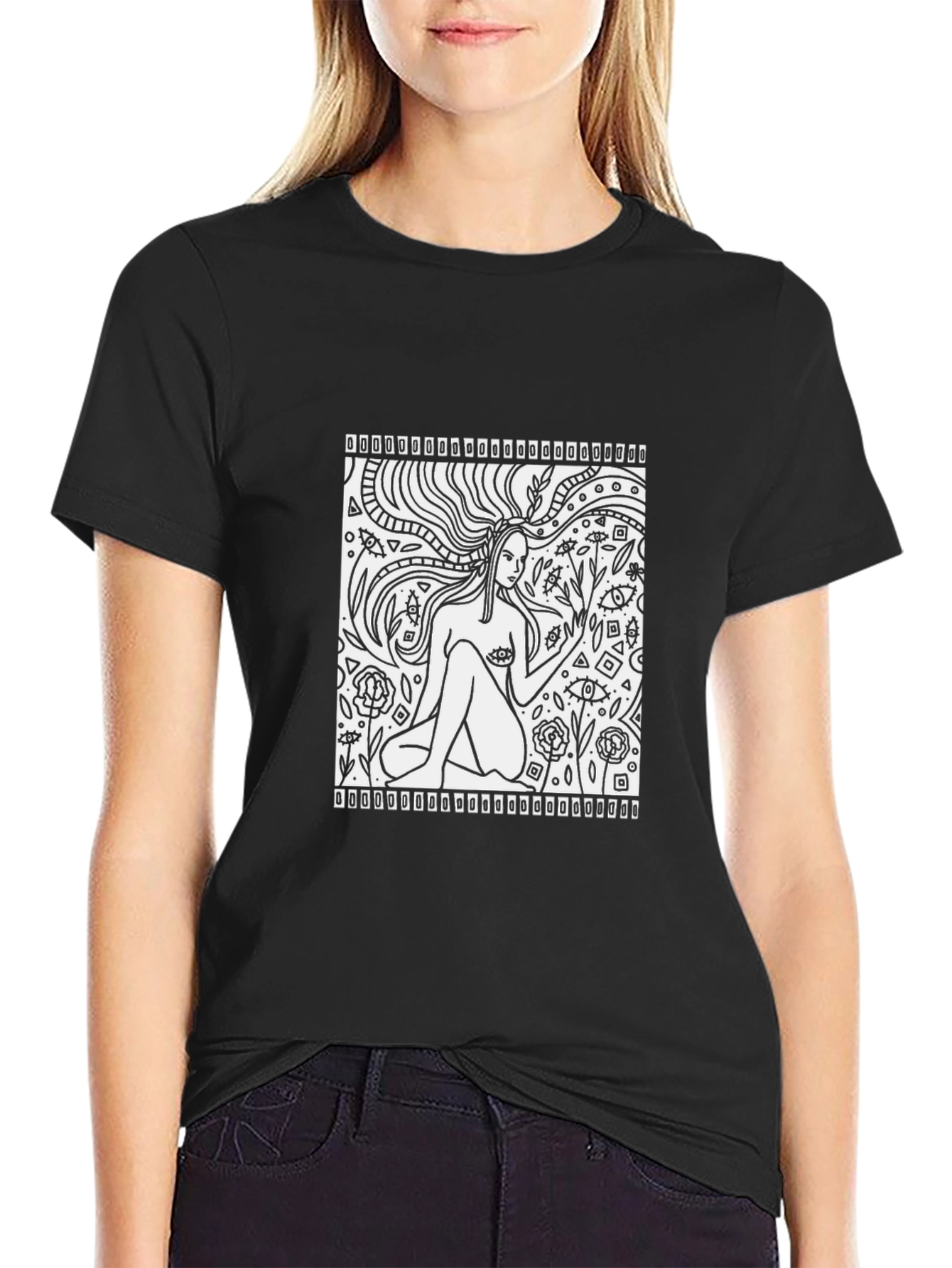 Artistic Woman Black T-Shirt