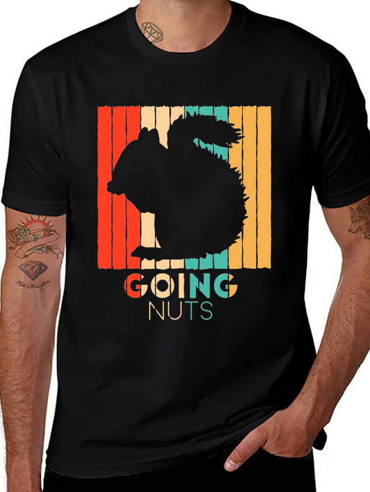 Going Nuts Squirrel Tee - Retro Style Black T-Shirt