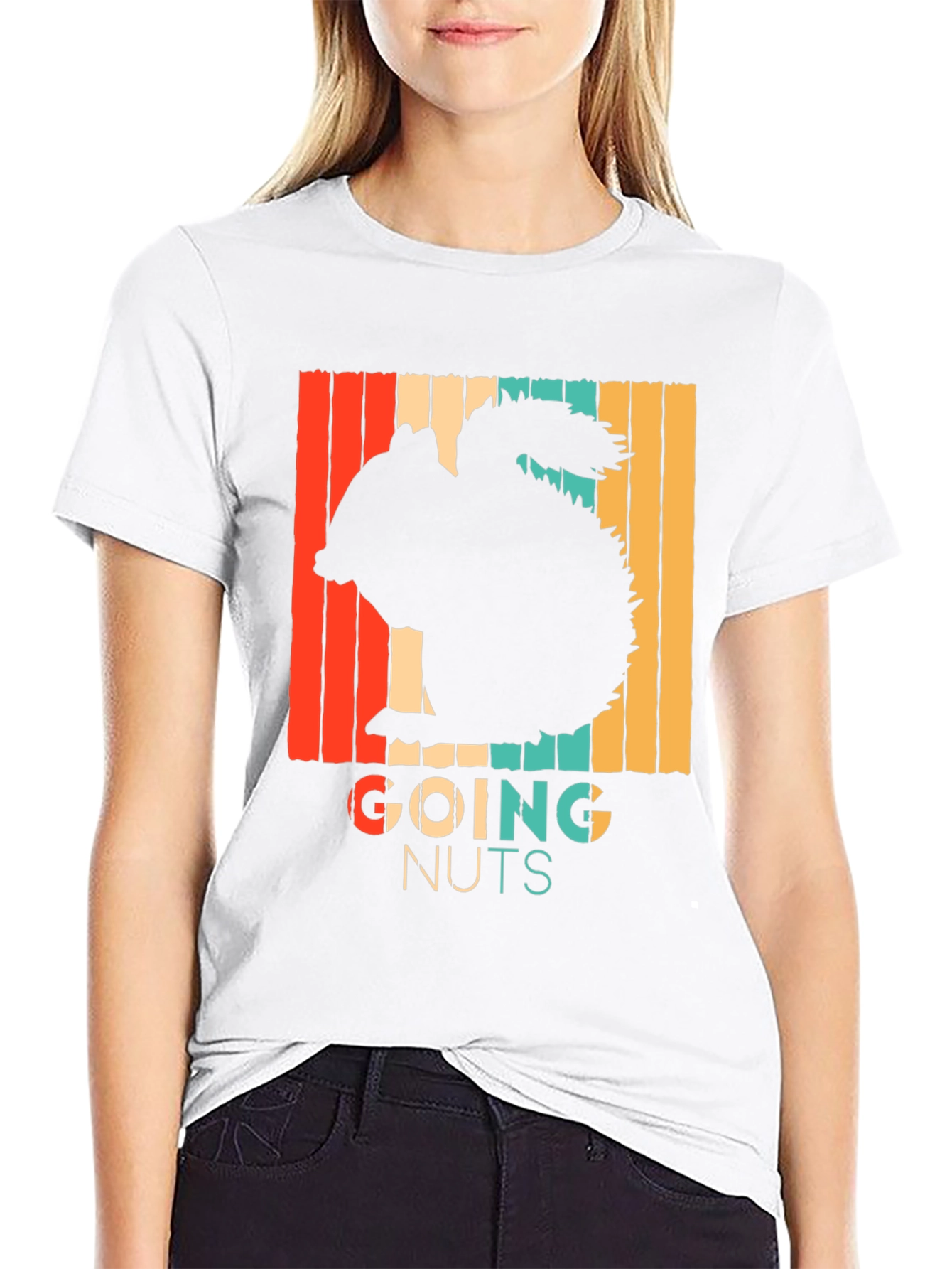 Going Nuts Squirrel Tee - Retro Style Black T-Shirt