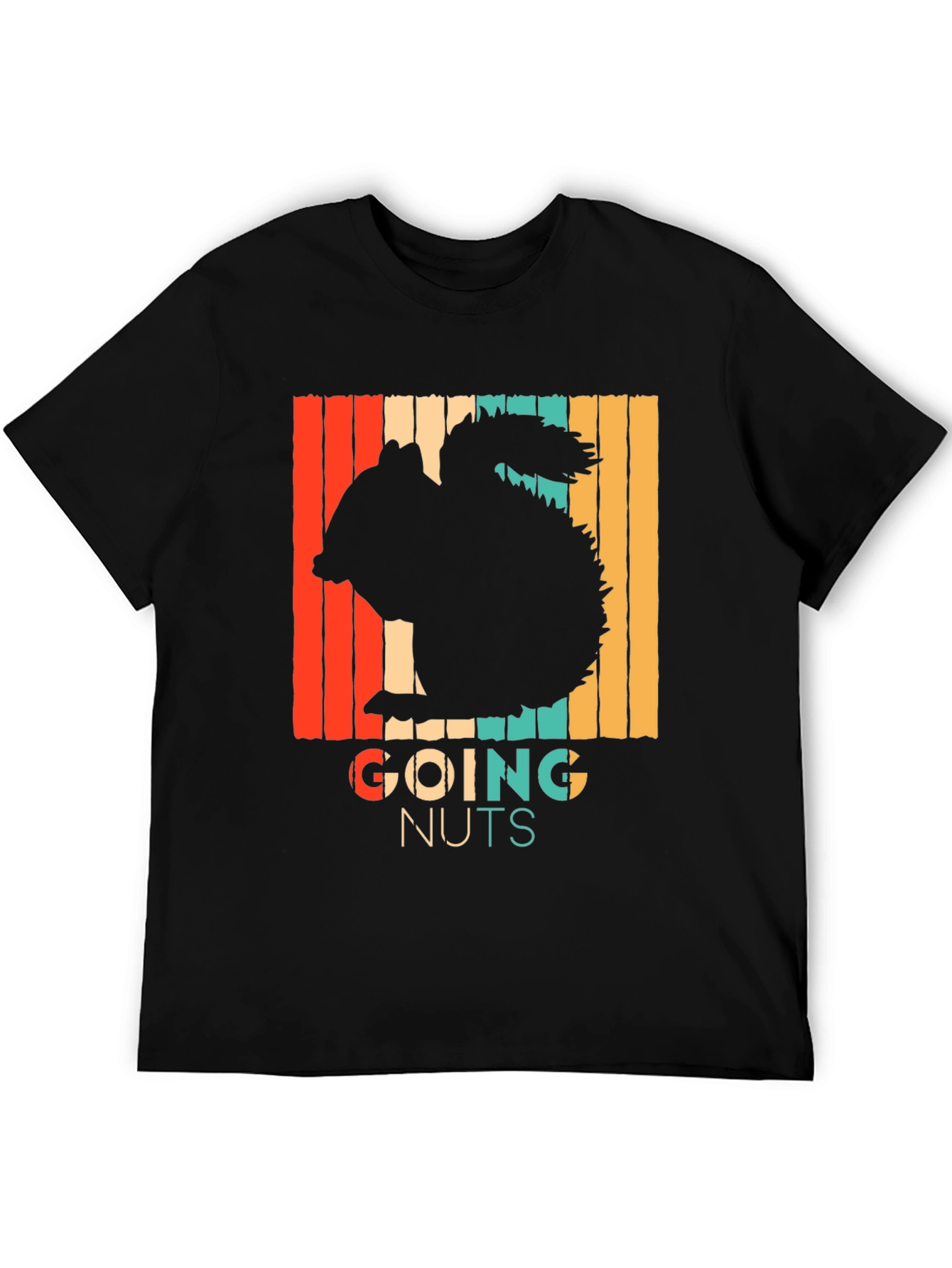 Going Nuts Squirrel Tee - Retro Style Black T-Shirt
