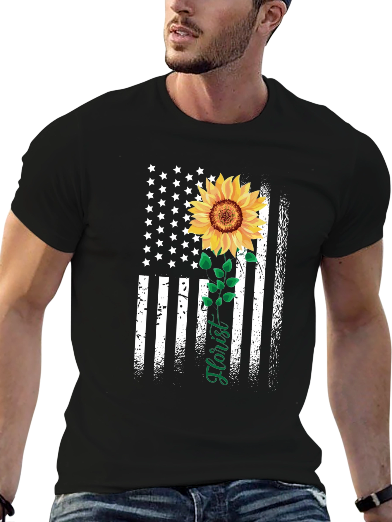 American Flag Sunflower Florist T-Shirt