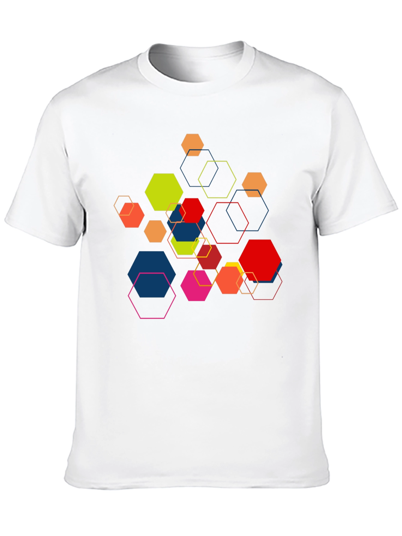 Geometric Hexagon Graphic Print Black Tee