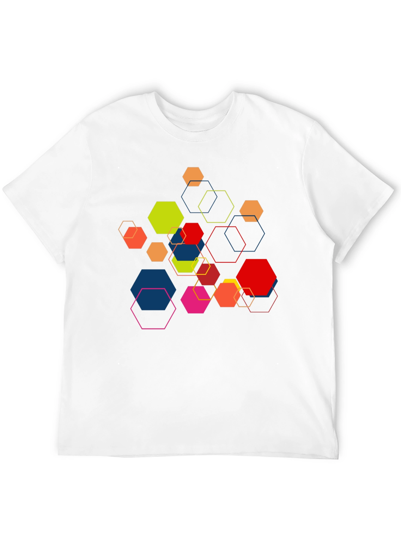 Geometric Hexagon Graphic Print Black Tee