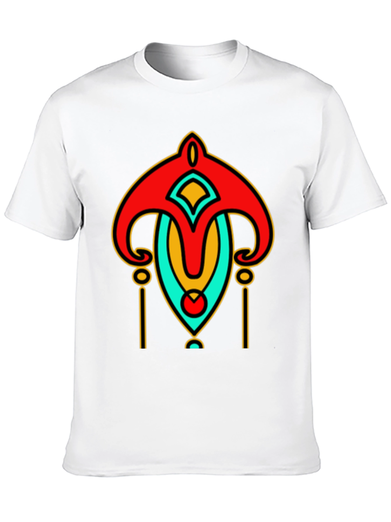 Abstract Art Deco Graphic Print Black T-Shirt