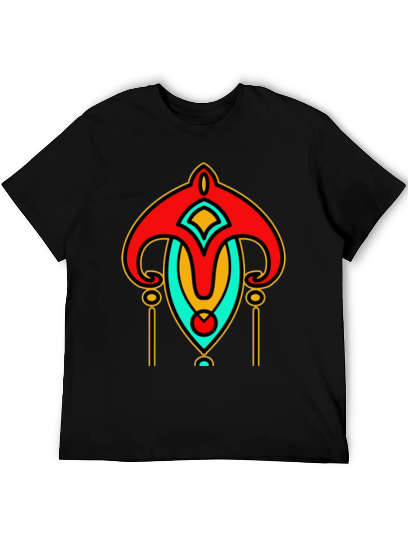 Abstract Art Deco Graphic Print Black T-Shirt