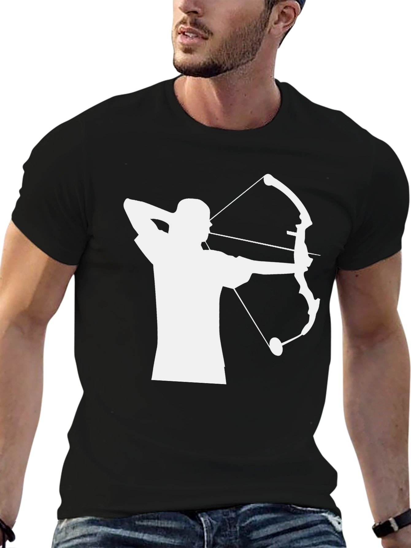 Archery Silhouette Graphic T-Shirt - Black