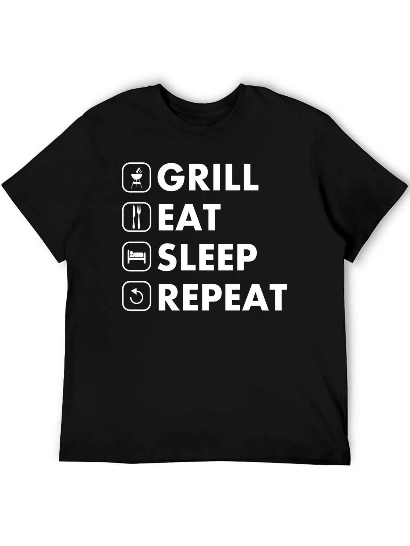 Grill Eat Sleep Repeat Mens Graphic T-Shirt