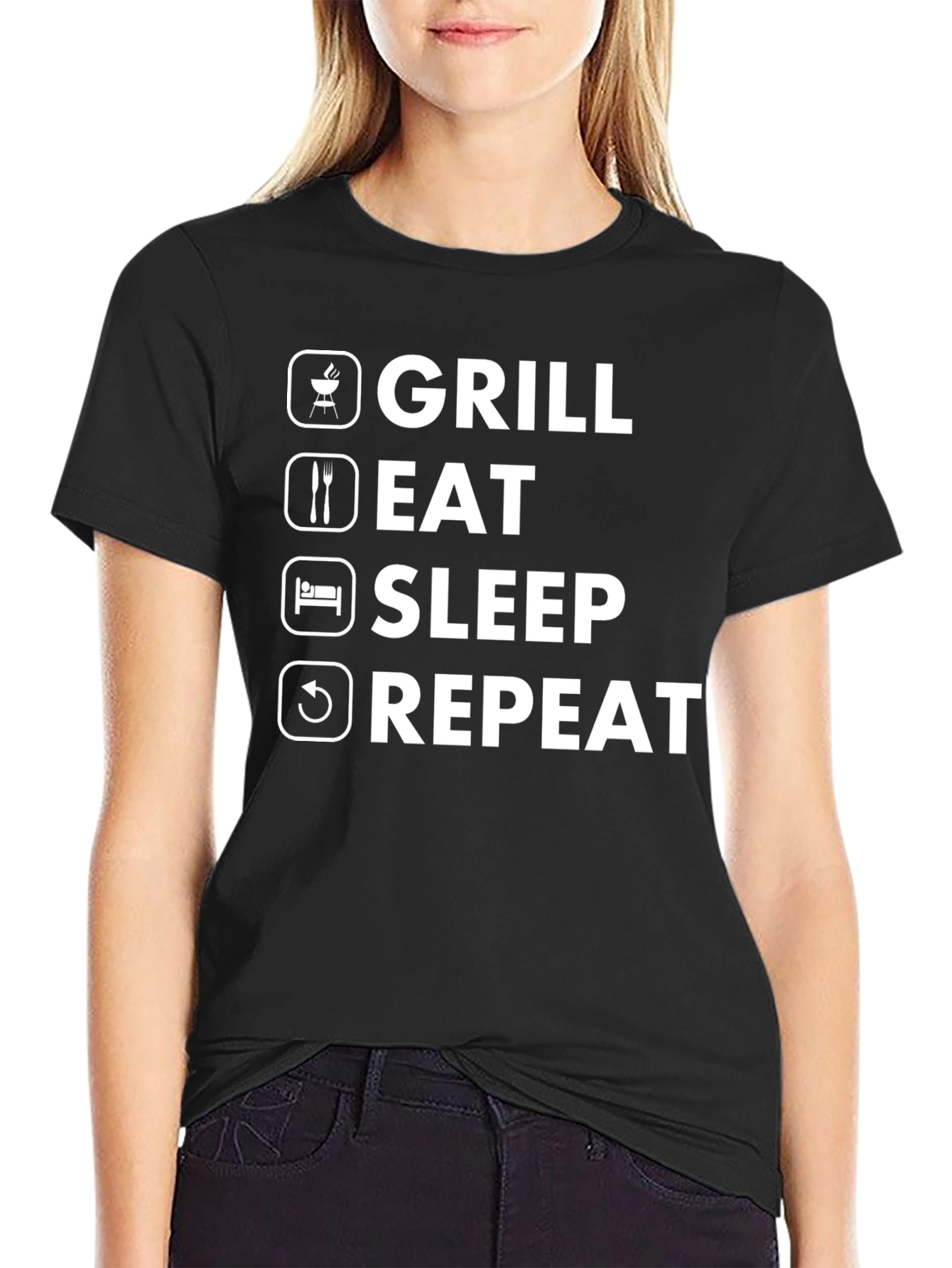 Grill Eat Sleep Repeat Mens Graphic T-Shirt
