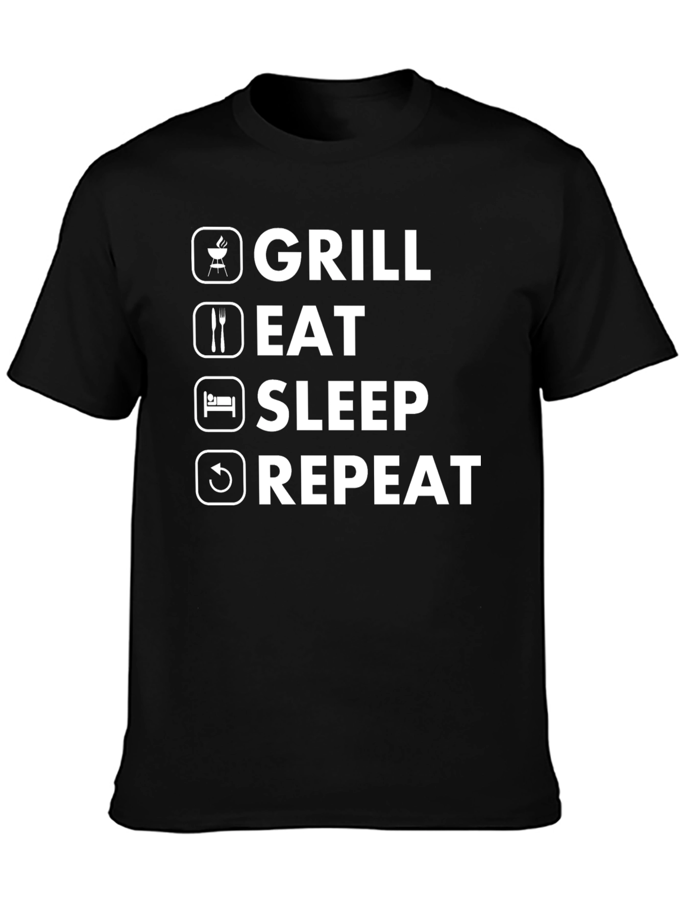 Grill Eat Sleep Repeat Mens Graphic T-Shirt