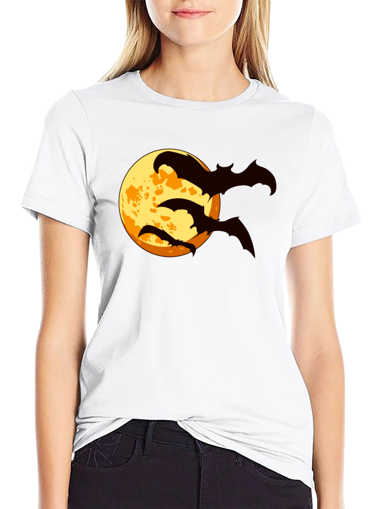 Halloween Bat Moon Graphic T-Shirt