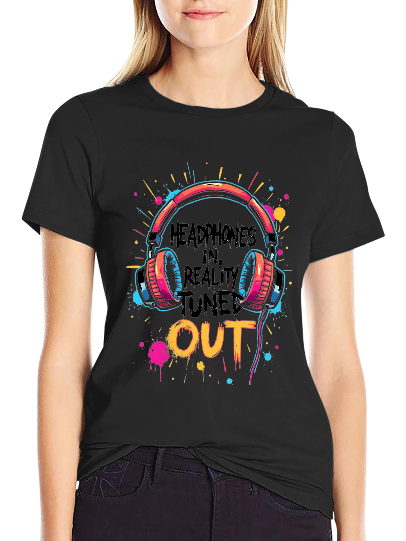 Headphones In Reality Tuned Out Graphic Tee