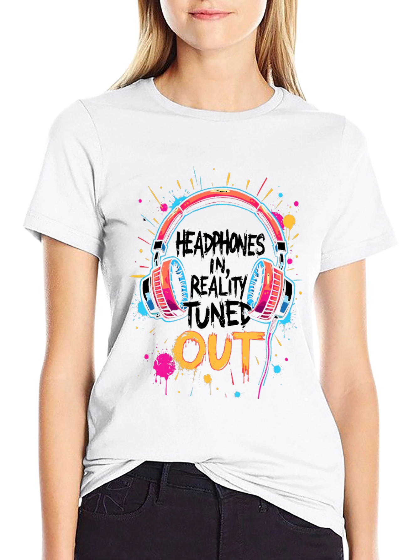 Headphones In Reality Tuned Out Graphic Tee