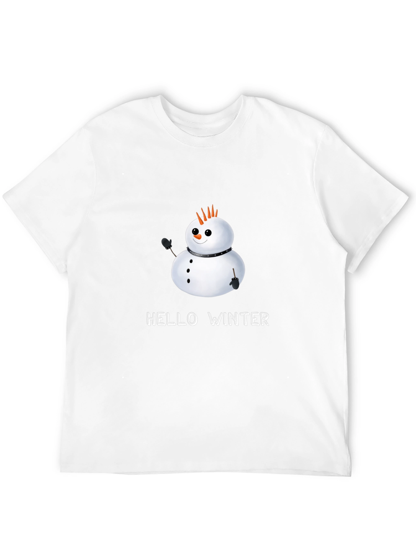 Hello Winter Snowman Black T-Shirt