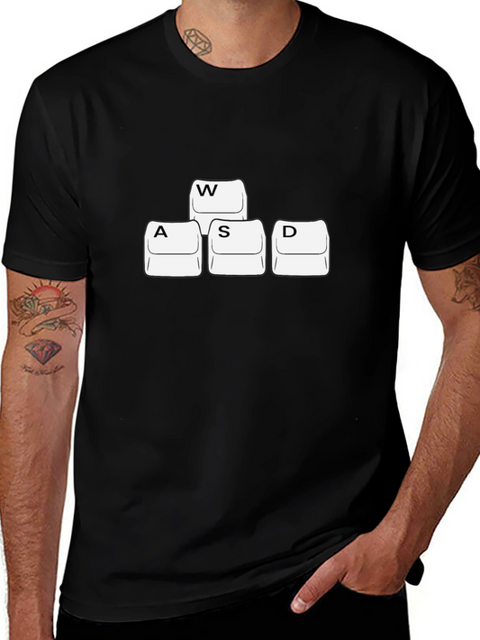 Gamer WASD Keyboard Key T-Shirt - Black Cotton Gaming Tee