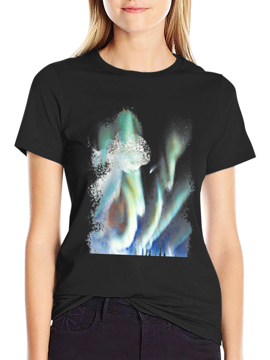 Aurora Borealis Graphic Tee - Black Cotton Blend