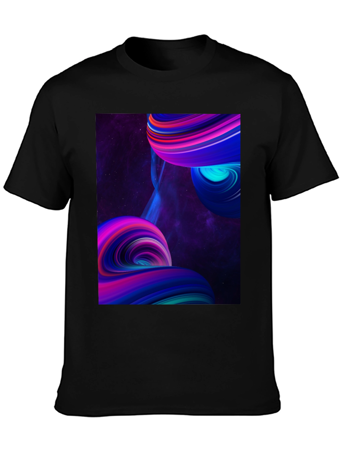 Abstract Galaxy Swirl Graphic Black T-Shirt