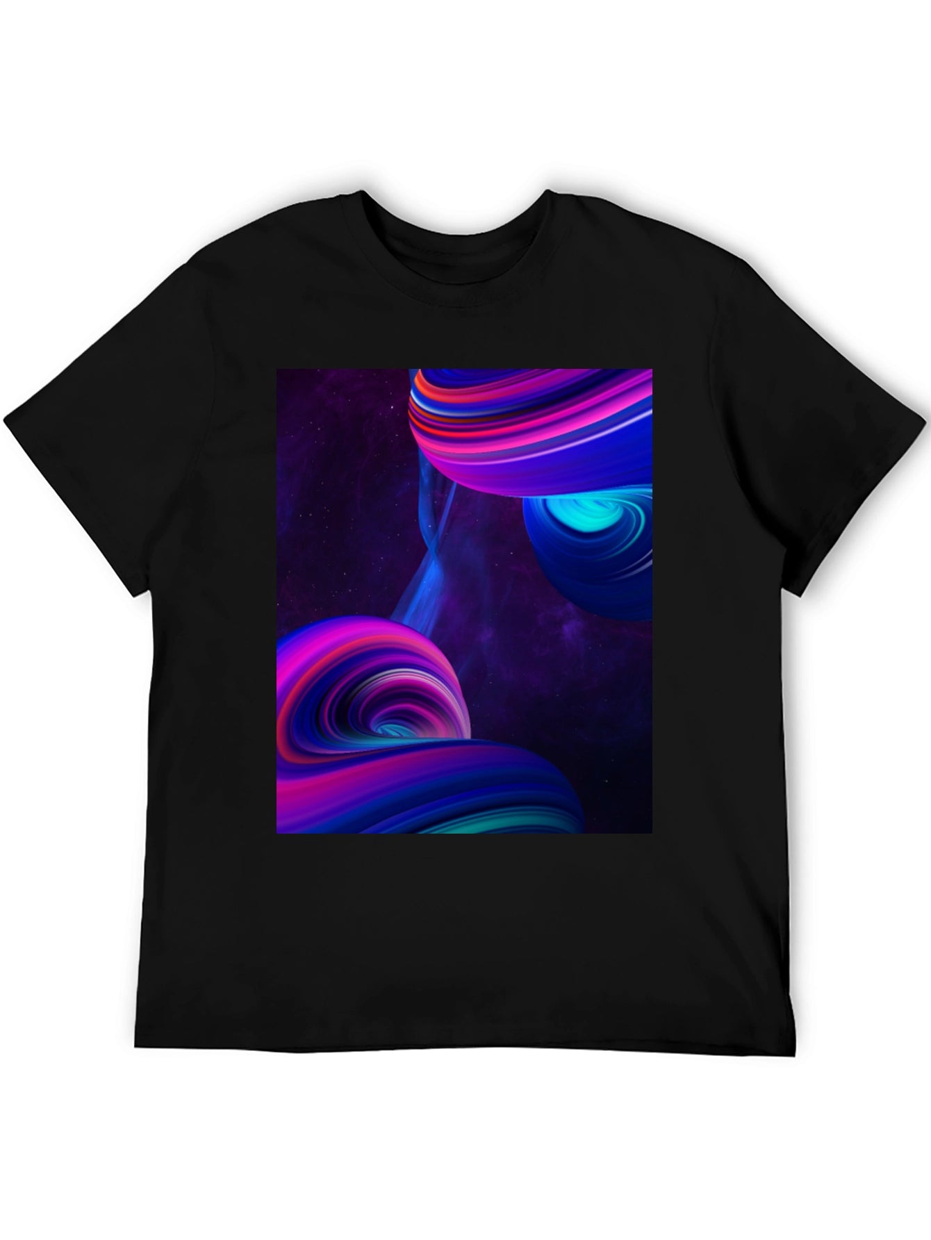 Abstract Galaxy Swirl Graphic Black T-Shirt