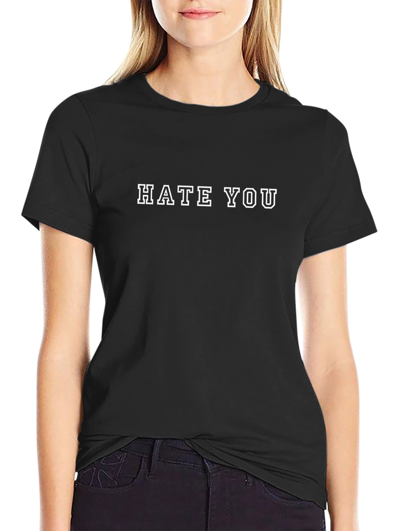 Hate You Graphic T-Shirt - Black Crew Neck Tee