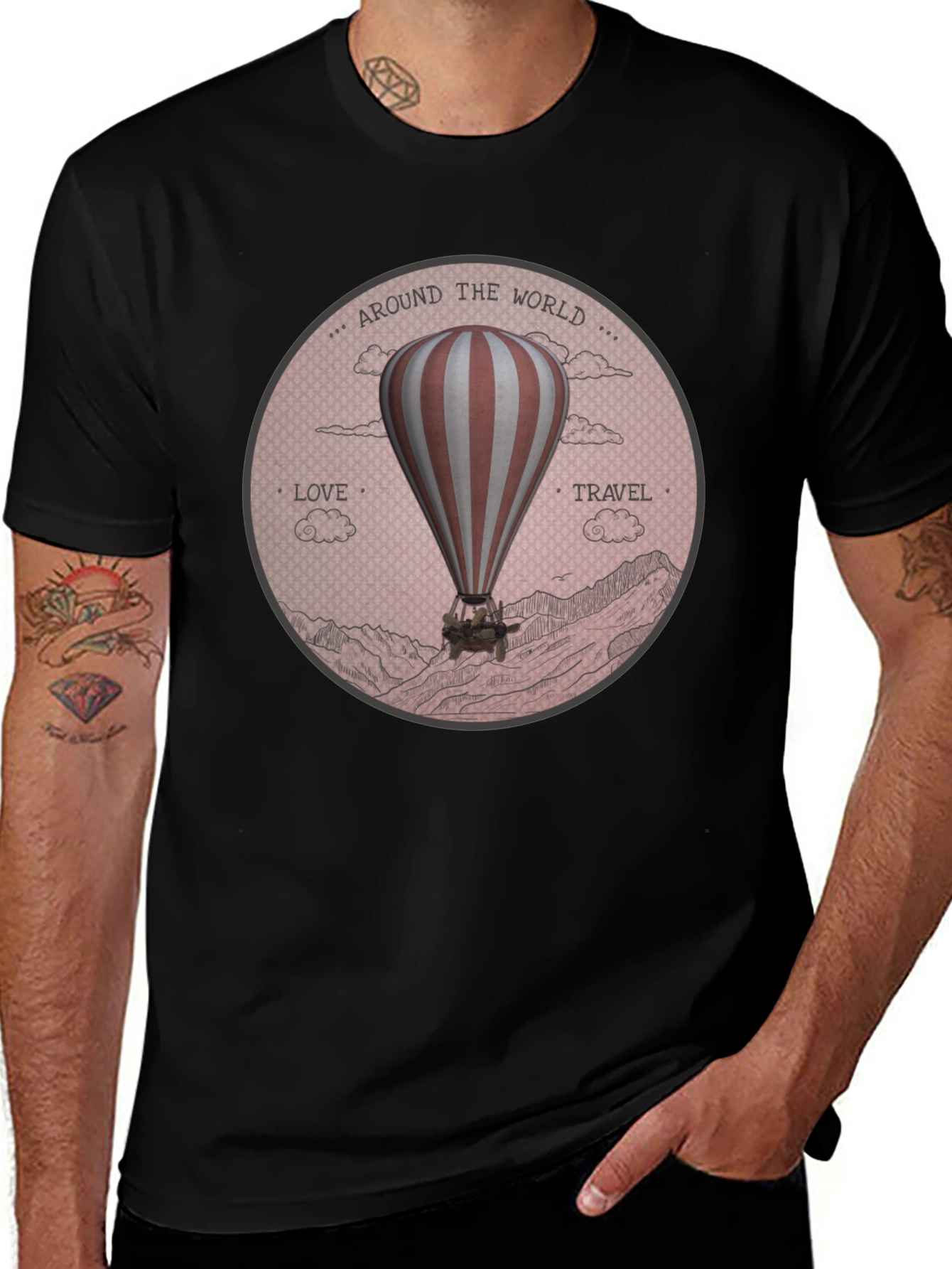 Around the World Hot Air Balloon Graphic Tee