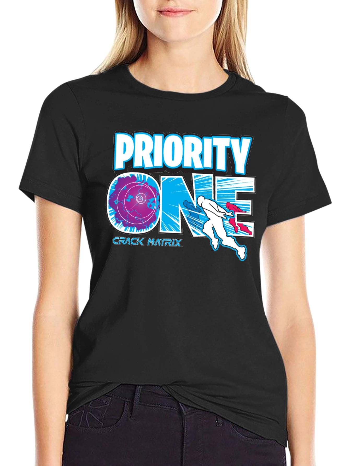Priority One Crack Matrix Black Graphic Tee