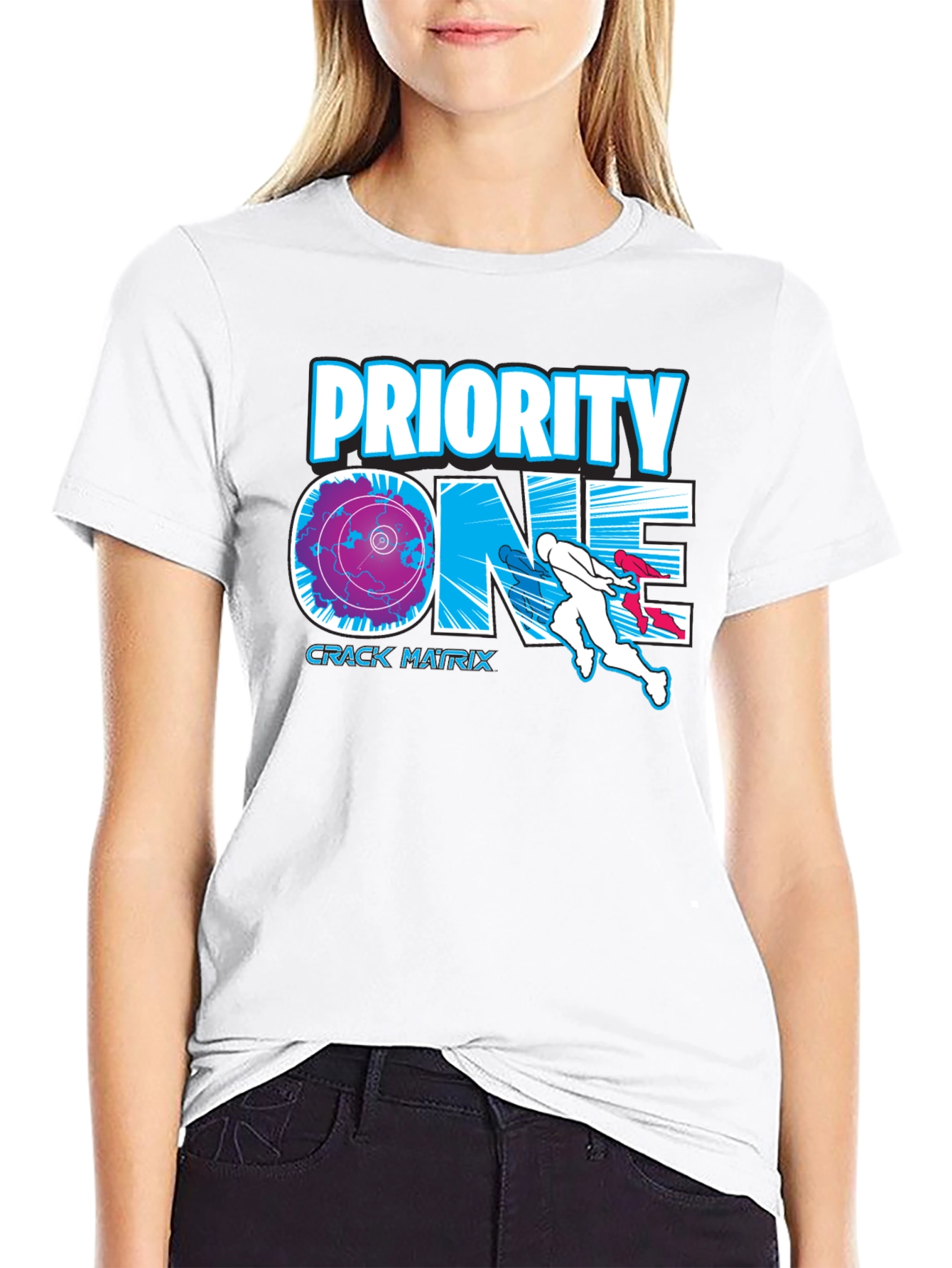 Priority One Crack Matrix Black Graphic Tee