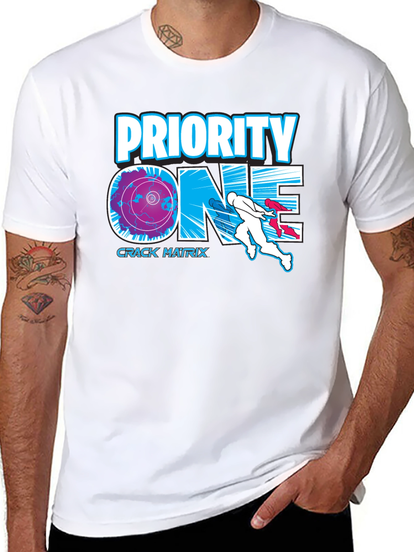 Priority One Crack Matrix Black Graphic Tee