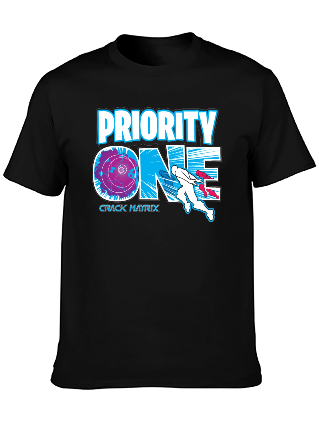 Priority One Crack Matrix Black Graphic Tee