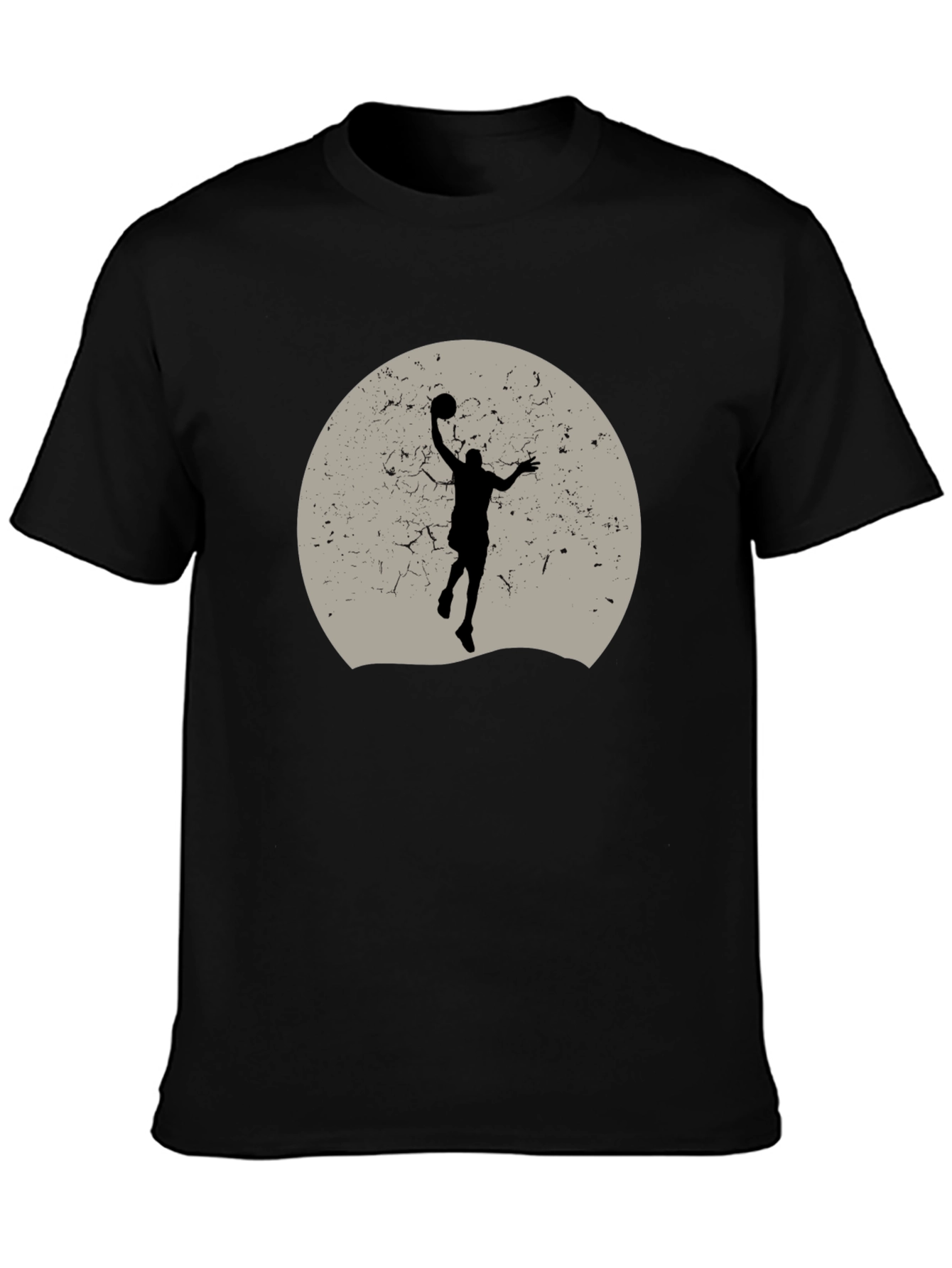 Basketball Silhouette Graphic Tee - Black Cotton Blend