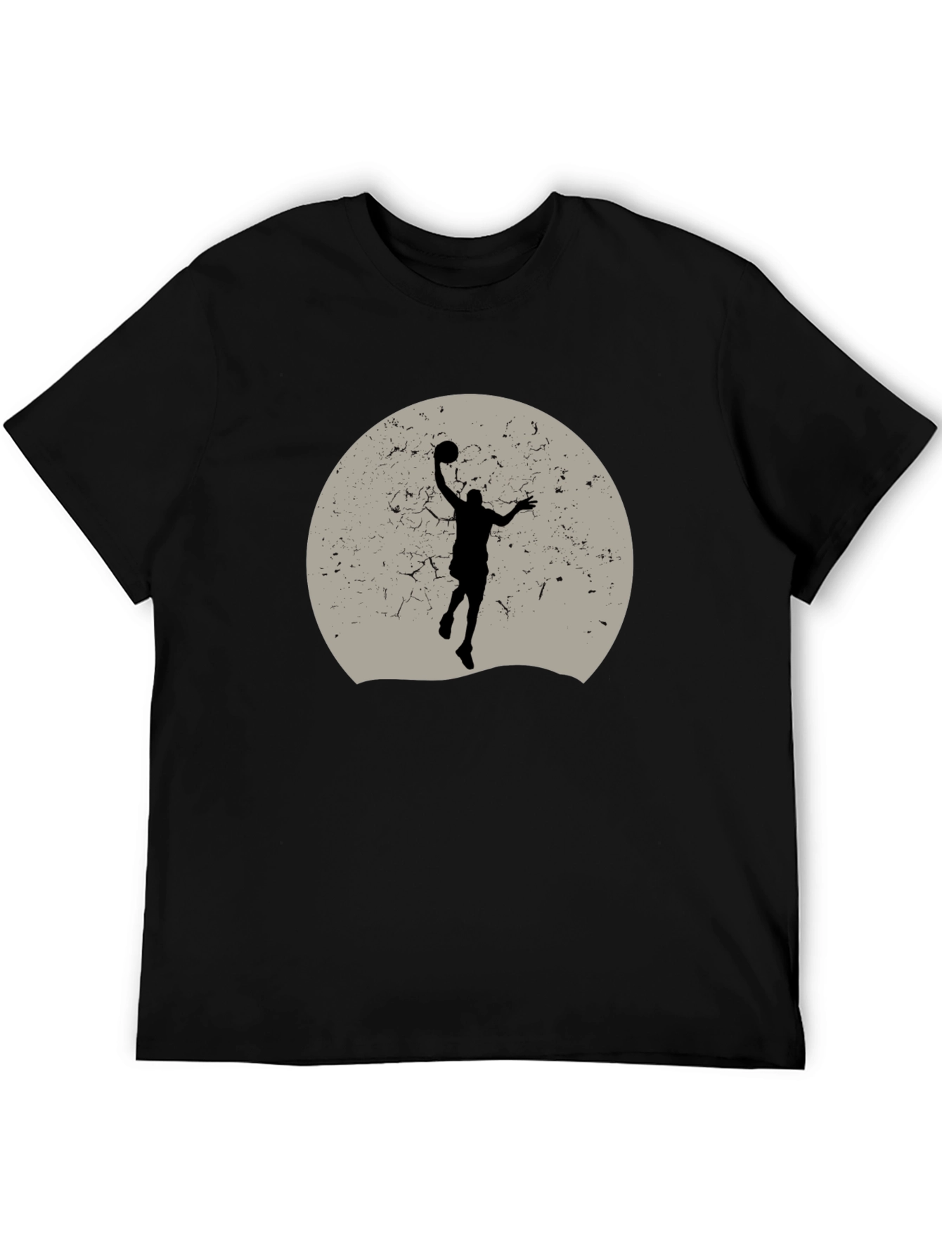 Basketball Silhouette Graphic Tee - Black Cotton Blend