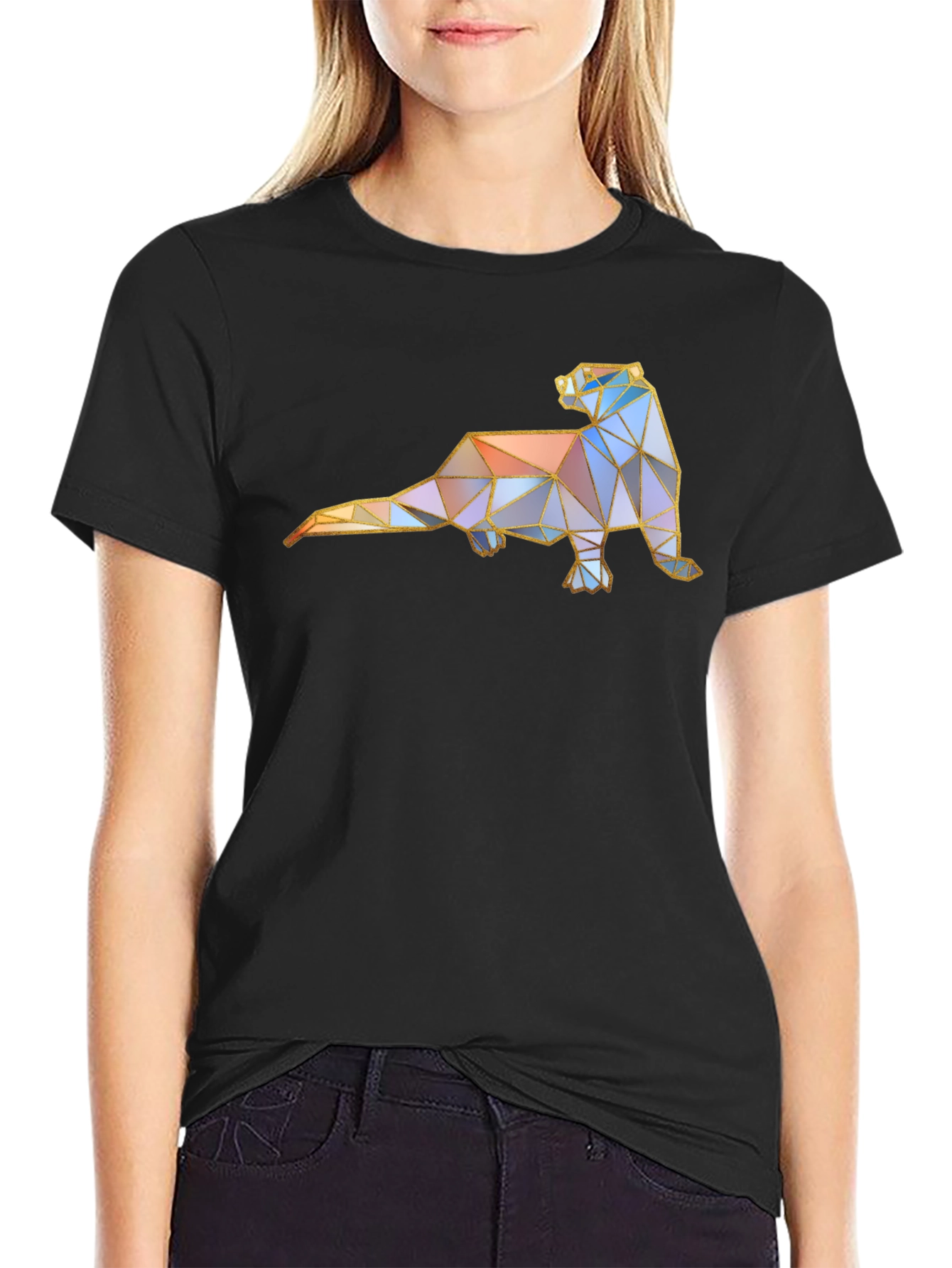 Geometric Otter Graphic Tee - Modern Style