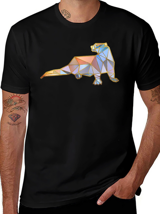 Geometric Otter Graphic Tee - Modern Style