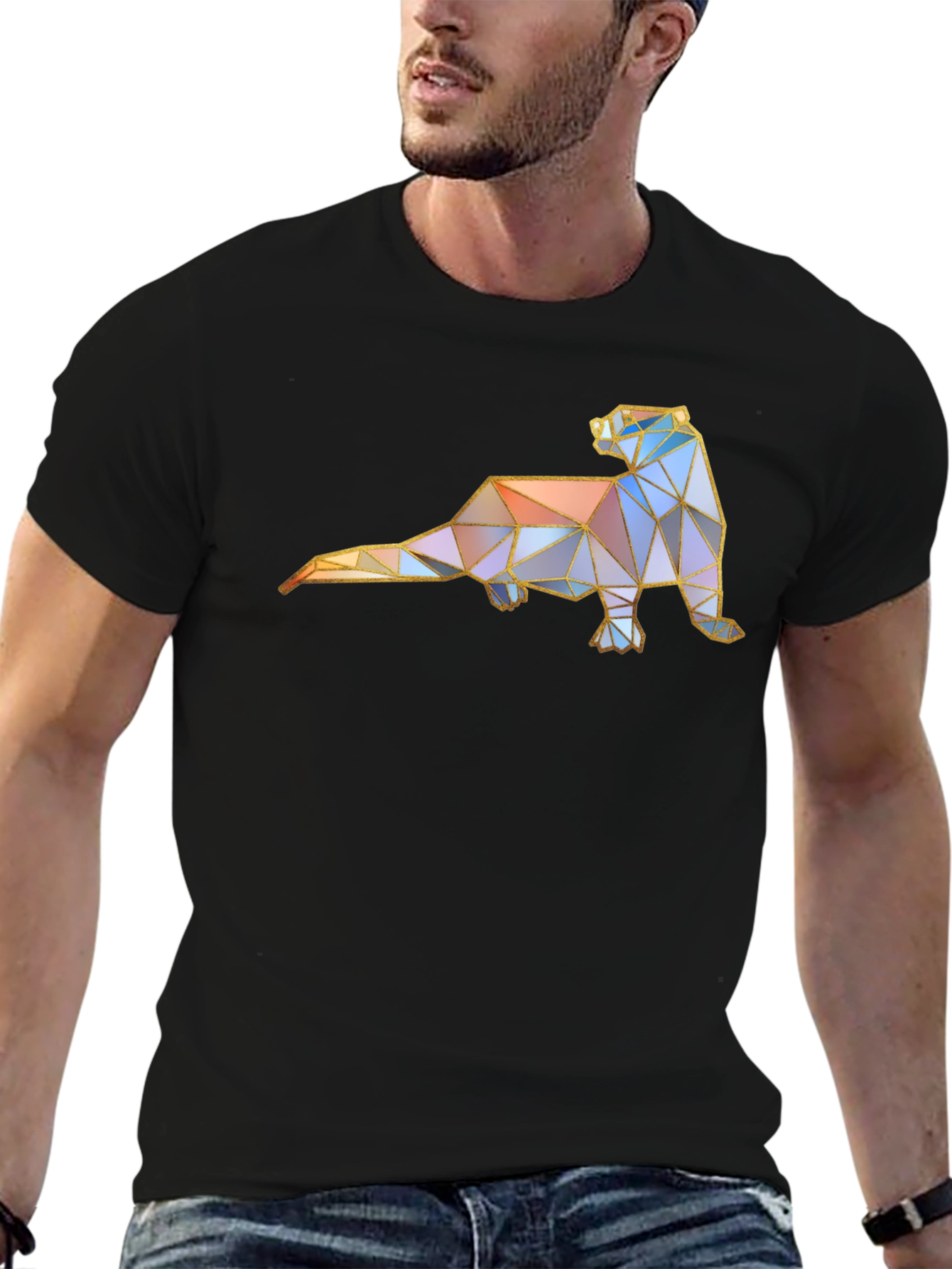 Geometric Otter Graphic Tee - Modern Style