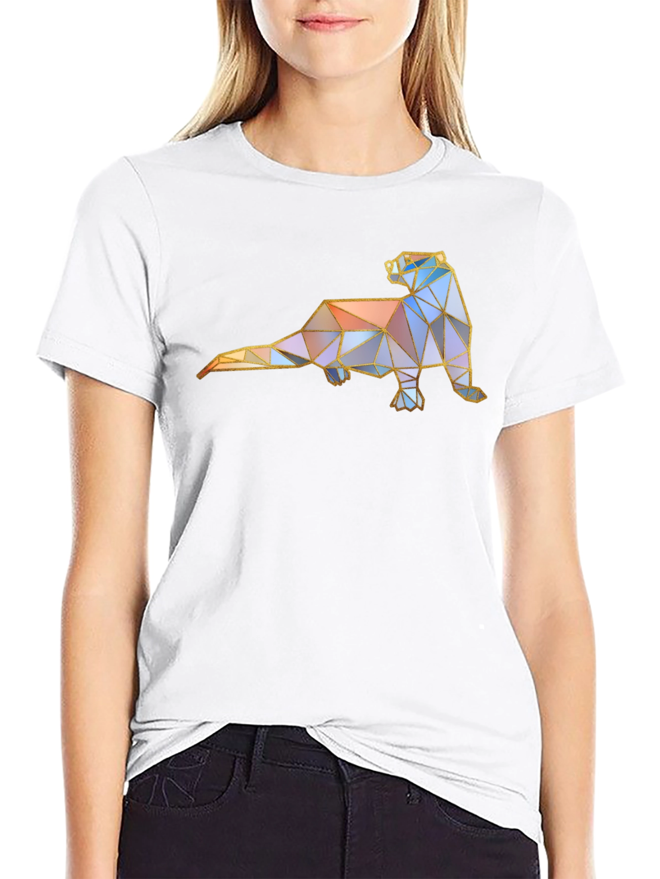 Geometric Otter Graphic Tee - Modern Style